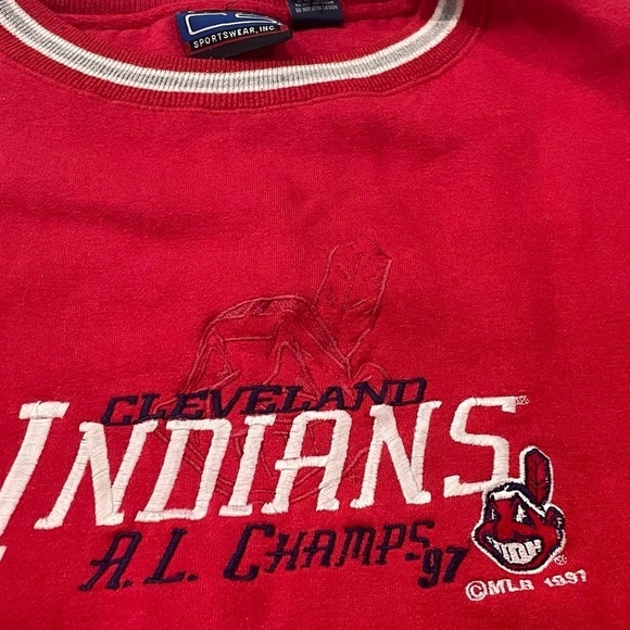 Vintage Cleveland Indians MLB Baseball 1997 A.L Champions Sweatshirt - Picture 6 of 9